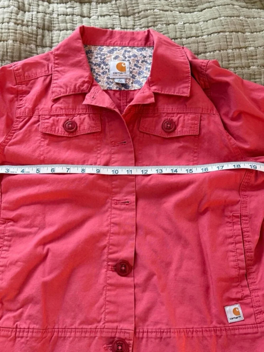 CARHARTT Wms Pink Cotton Trucker Jacket Button up Pockets Country Cowgirl SZ L - Picture 4 of 7